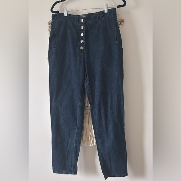 Rachel Comey Dock Pants Dark Denim High Waisted Sailor Jeans Button Front 10 - Picture 3 of 8